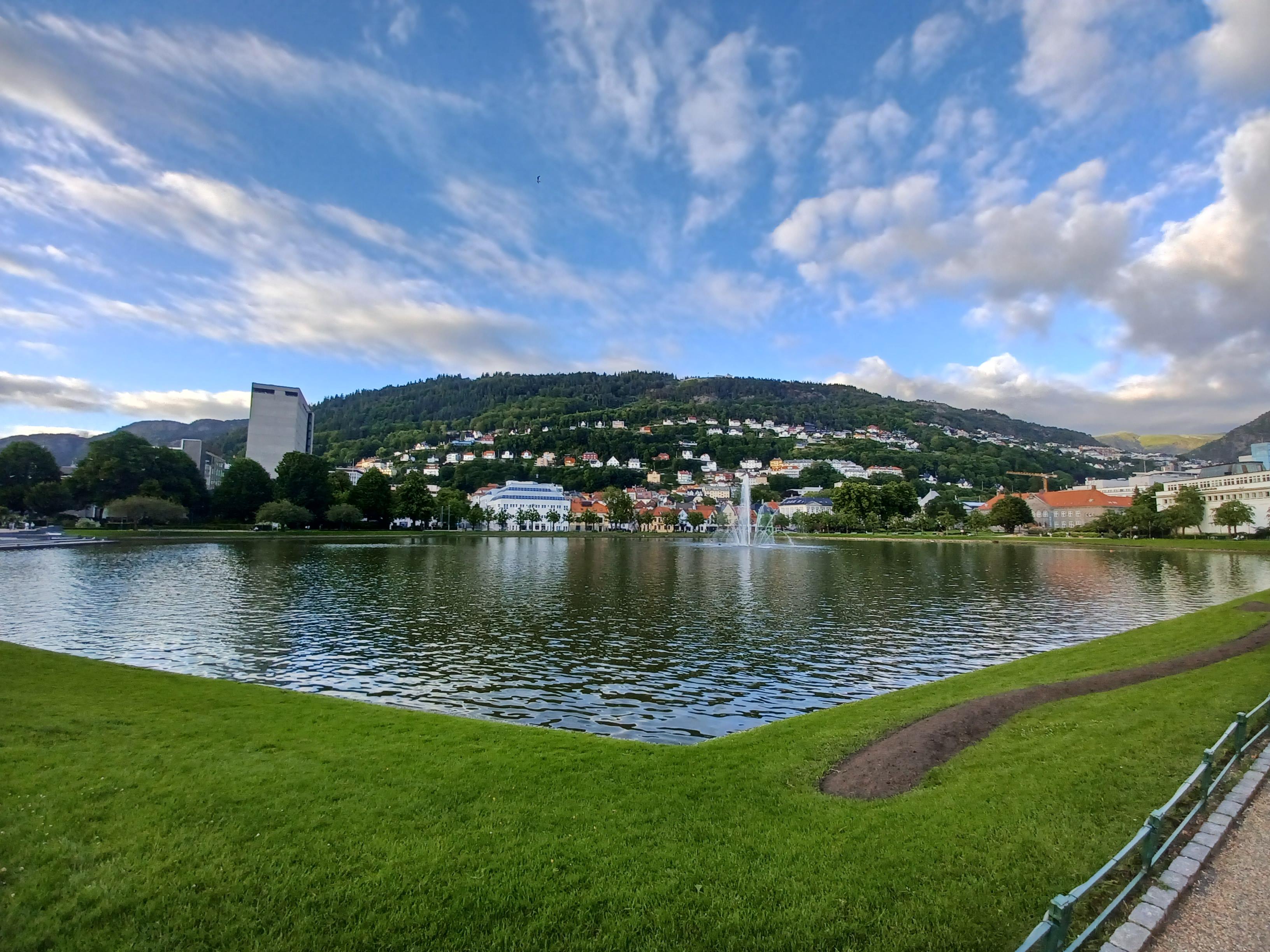 Lake and hill in Bergen